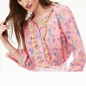 Cotton poplin ruffle blouse in Liberty® Wheat Bouquet floral print